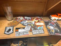 Contents of Shelf - Harley Davidson Memorabilia