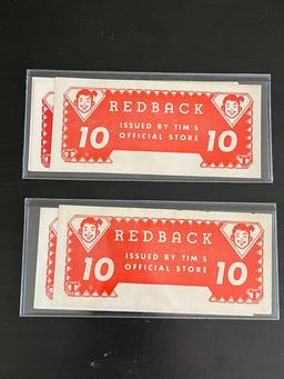 (4) 1940's "Tim Club" 10 Redback Notes