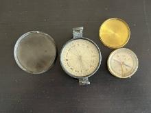 (2) Antique / Vintage Brass Compasses