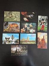 9 Postcards Unused From Disneyland 1970s Vintage Pirates of the Caribbean, Dinosaurs, Space Mountain