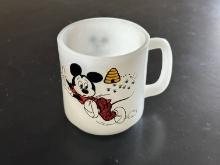 Milk Glass Mug for Walt Disney Productions Featuring Mickey Mouse Vintage 1980s Has a Mickey Mouse C