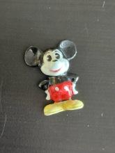 1.5 Inch Porcelean Mickey Mouse Figurine Has Gold Walt Disney Productions Sticker on Bottom