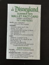 Disneyland Cast Member Summer 1979 Wallet Fact Card Disney University Facts and Figures Hard to Find