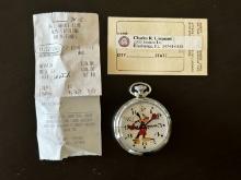 Original Vintage Bradley Smith Disney Mickey Mouse Pocket Watch With Wear on Watch Face UK Britain P
