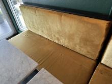 60"W x 24.5"D x 43.75"H Darkwood Gold Fabric Seats/Back Straight Bench w/Storage