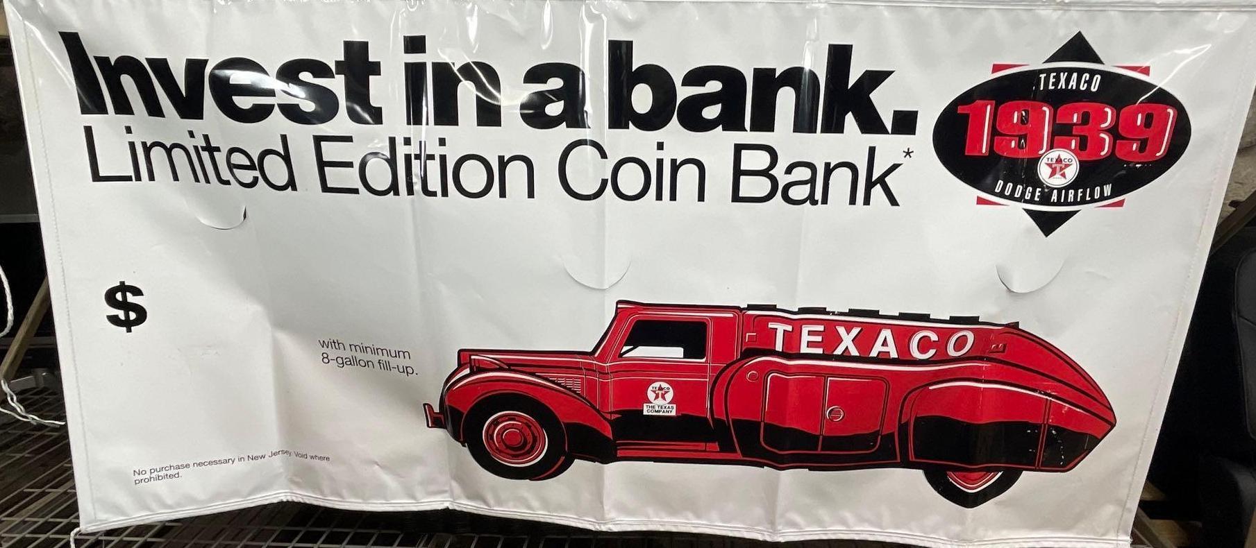 Texaco Limited Edition Coin Bank, Banner, Signs