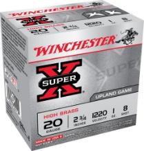 Winchester Ammo X208 Super X Heavy Game Load High Brass 20 Gauge 2.75 1 oz 1220 fps 8 Shot 25 Bx
