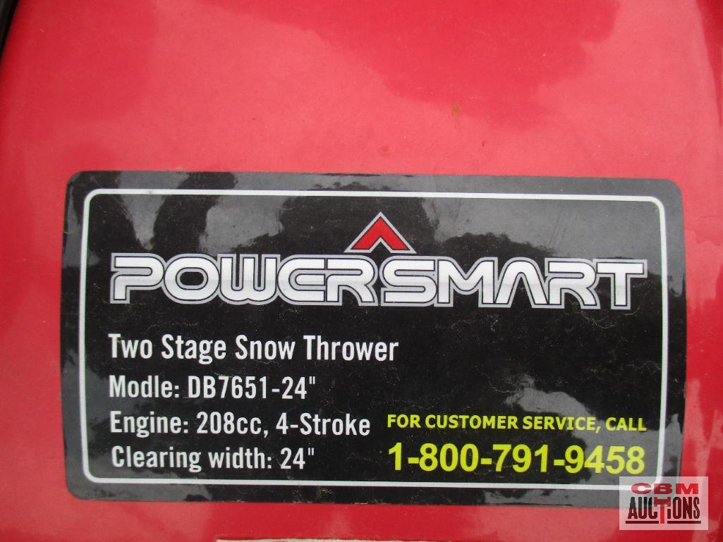 Powersmart...24" Walk Behind Two Stage Snow Blower, 208cc 4 Stroke, (Seller Said Runs)