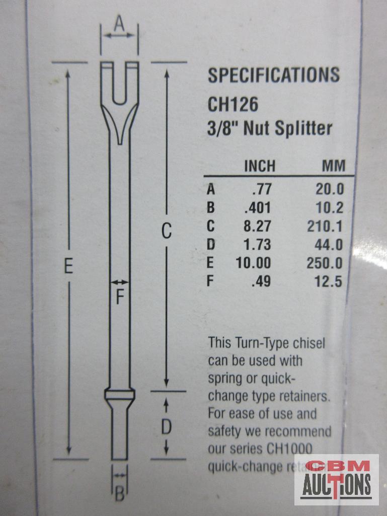 Grey Pneumatic... CH125 5/16" Nut Splitter 6" Long .401 Shank CH126 3/8" Nut Splitter 10" Long .401