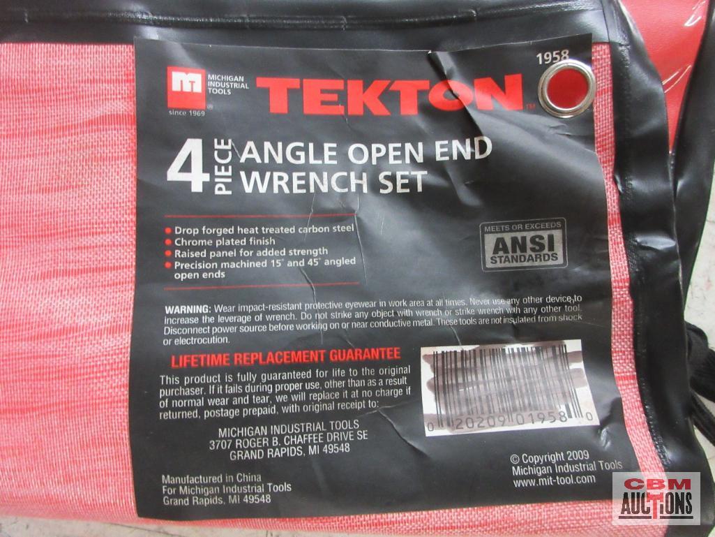 MIT 1958 Tekton 4pc Angle Open End Wrench Set w/ Storage Pouch Sizes: 1-5/16" 1-3/8" 1-7/16" 1-1/2"