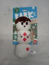 Bark brand dog squeaker snowman toy with stretch bungee
