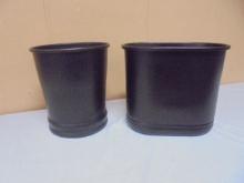 Round Metal Oil Rubbed Bronze and Oblong Wastebaskets