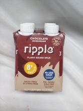 Ripple Plant Based Chocolate Milk. 4 Pack- 8 fl oz Each.