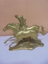 Solid Brass Double Running Horse Statue