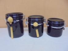 3pc of Black Ceramic Canisters