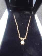 Ladies 14k Gold Necklace & Pendant w/ LAB Diamond