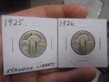 1925 & 1926 Silver Standing Liberty Quarters