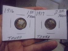 1916 & 1917 Silver Mercury Dimes