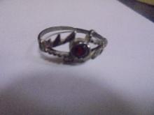 Vintage Ladies Sterling Silver Ring w/ Ruby