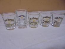 Group of 5 Jack Daniels Tennessee Honey Shot Glasses