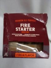 Box of fire starters, fire & flavor