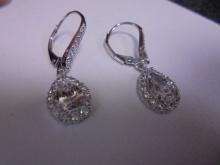 Beautiful Pair of Ladies Sterling Silver Earrings w/ Stones