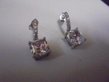 Beautiful Pair of Ladies Sterling Silver Earrings w/ Stones