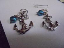 Pair of Ladies Sterling Silver Anchor Earrings