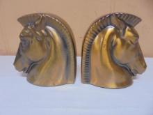 Set of Vintage Metal Horse Head Bookends