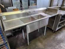 72 in. Stainless Steel 2 Tub Sink