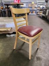 Light Wood Frame Chairs with Red Upholstered Seat Cushion