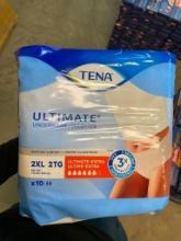4 PACKAGES OF TENA ULTIMATE UNDERWEAR, SIZE 2XL ULTIMATE EXTRA