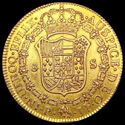 1807 Colombia .7615oz Gold 8 Escudos LIGHTLY CIRCU
