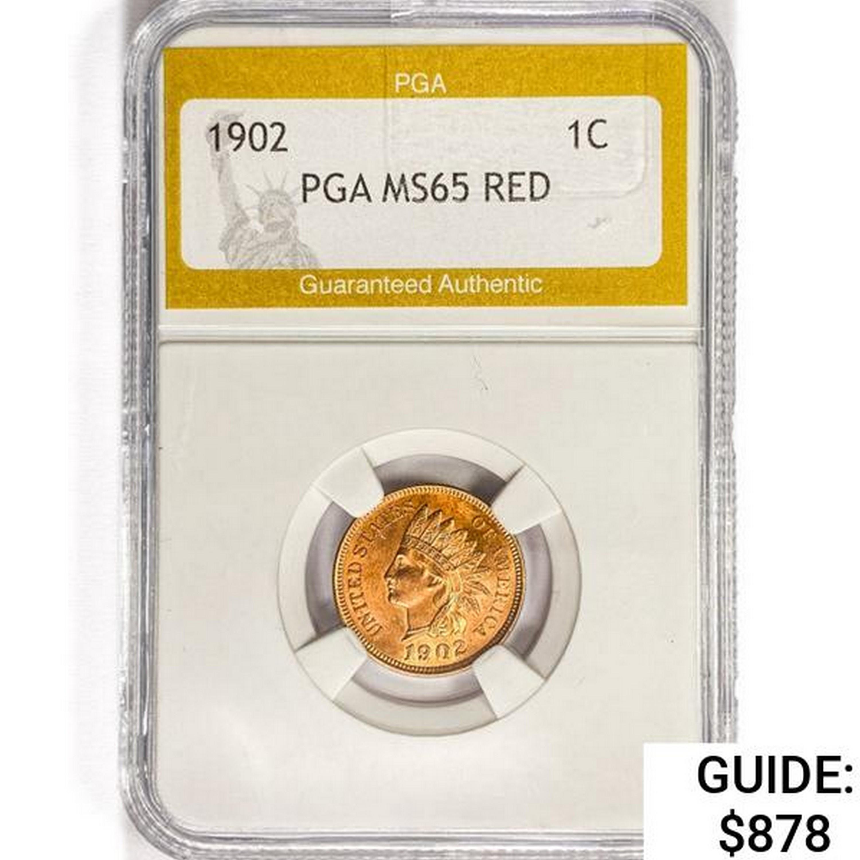 1902 Indian Head Cent PGA MS65 RED