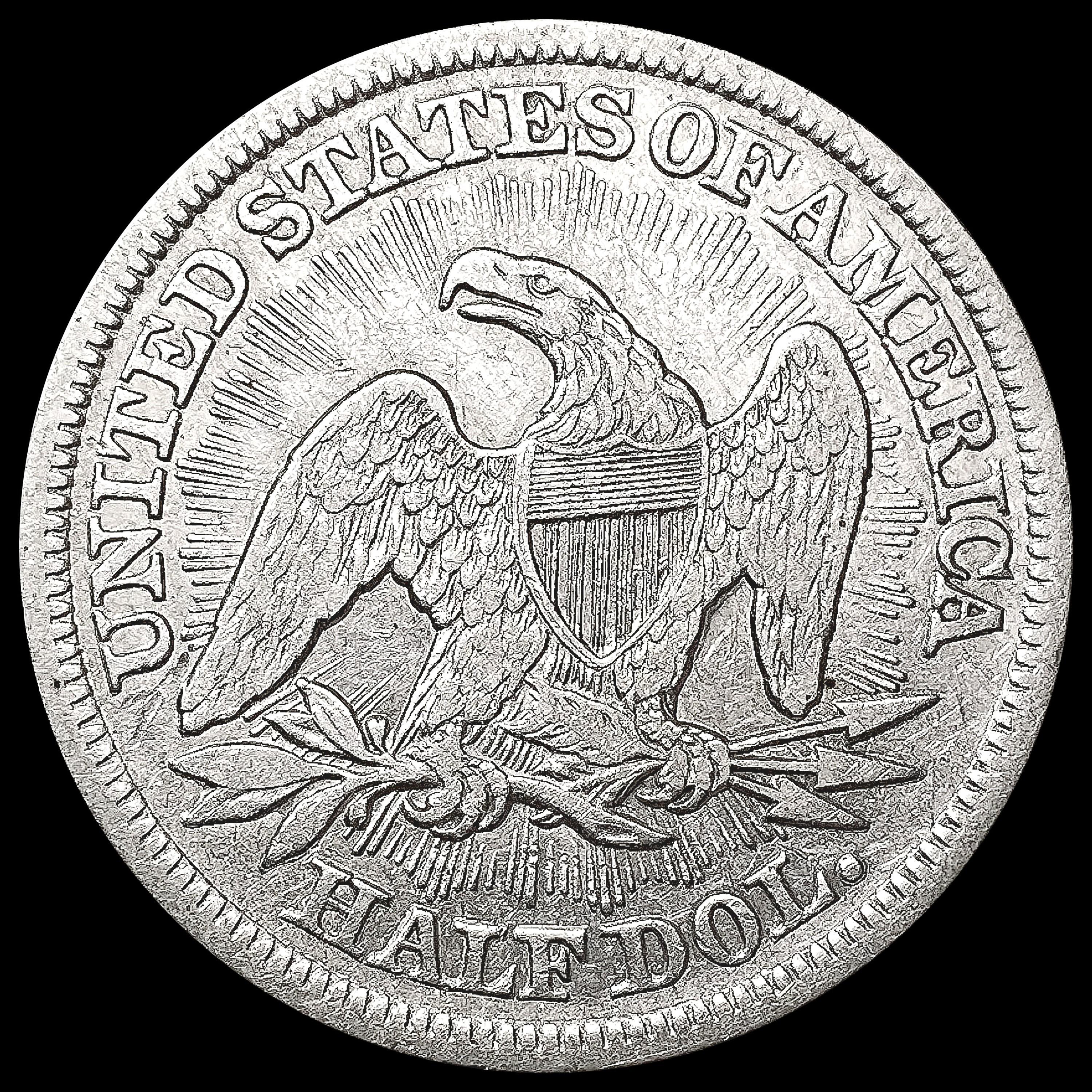 1853 Arws & Rays Seated Liberty Half Dollar NEARLY