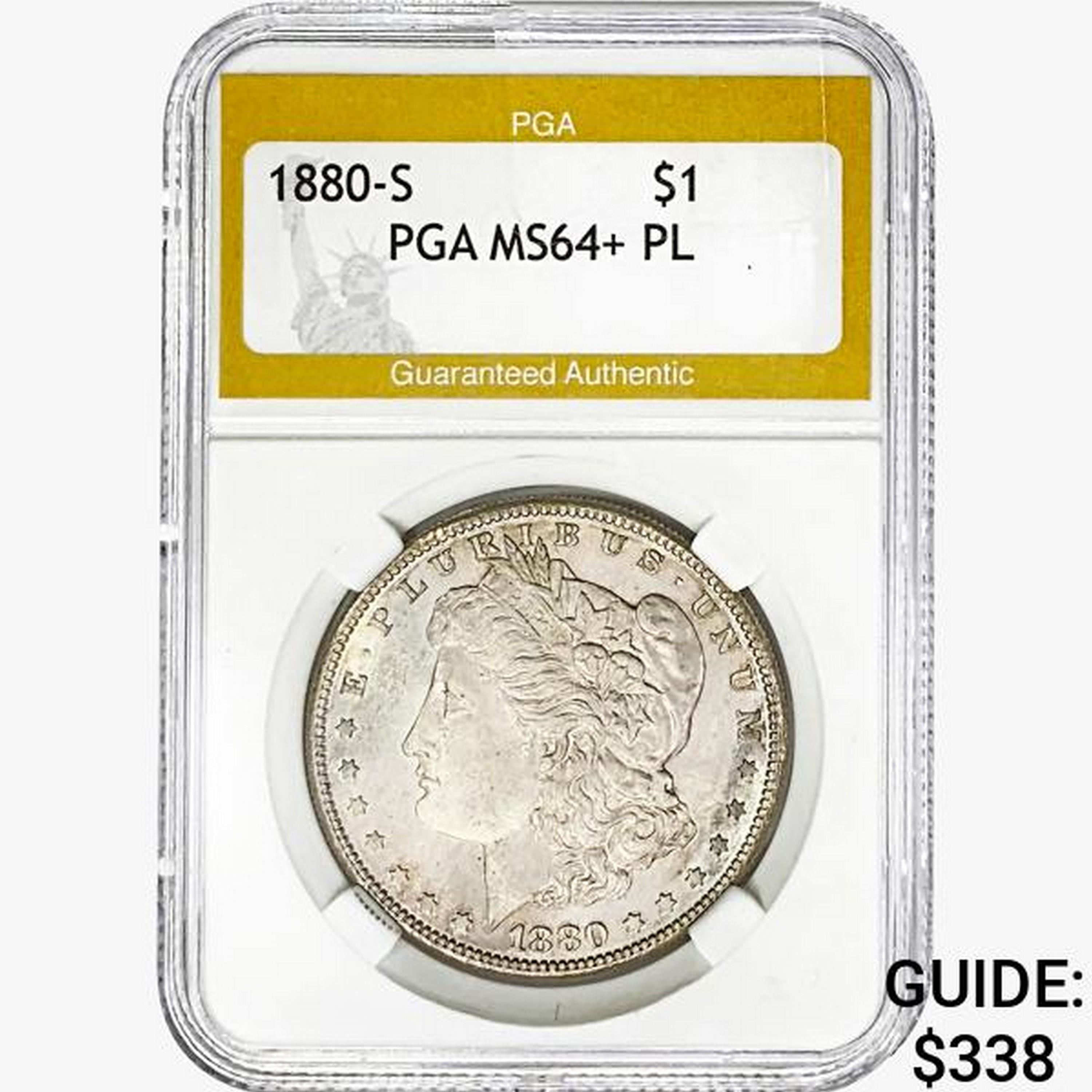 1880-S Morgan Silver Dollar PGA MS64+ PL