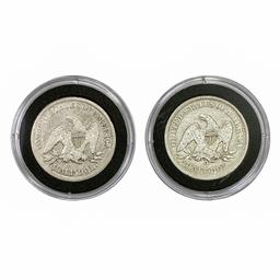 1843, 1855 Pair of Seated Liberty Half Dollars [2