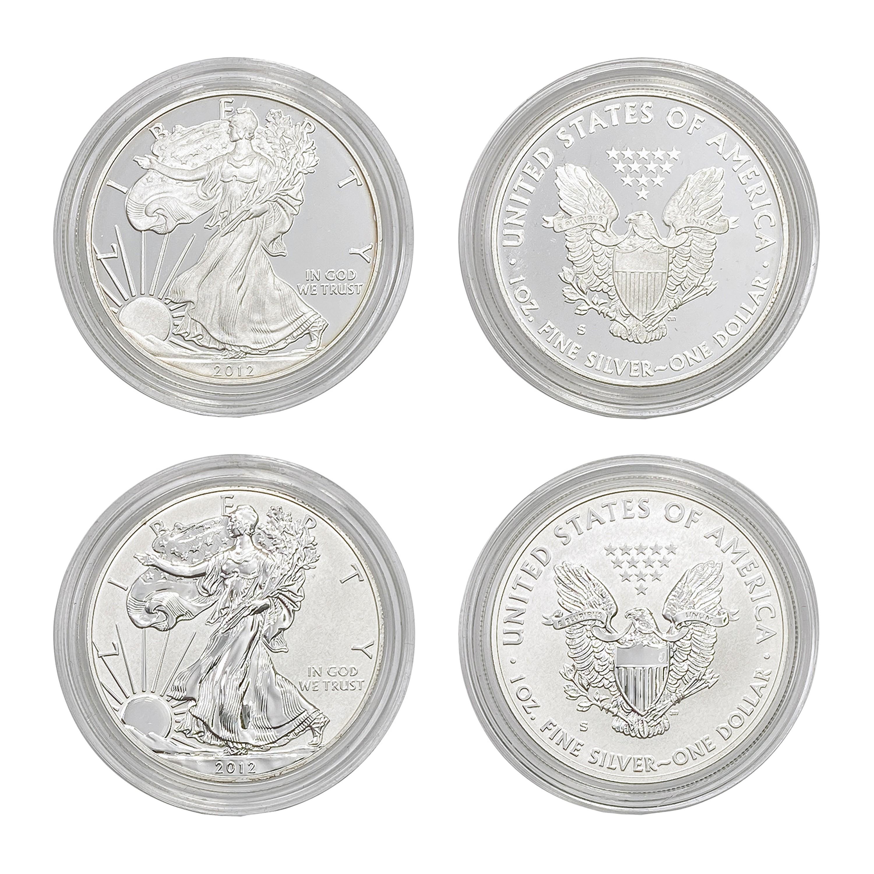 2012 Proof and Rev. Proof 1oz Silver Eagle Set [2