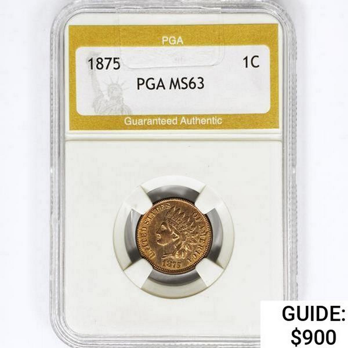 1875 Indian Head Cent PGA MS63