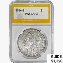 1886-S Morgan Silver Dollar PGA MS64