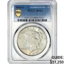 1934-S Silver Peace Dollar PCGS MS61