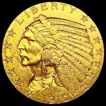 1910 $5 Gold Half Eagle CHOICE AU