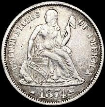 1874 Arws Seated Liberty Dime CLOSELY UNCIRCULATED