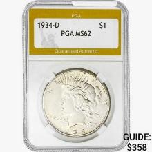 1934-D Silver Peace Dollar PGA MS62