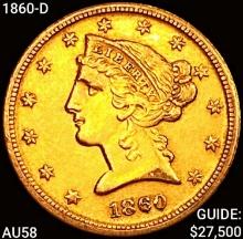 1860-D $5 Gold Half Eagle CHOICE AU