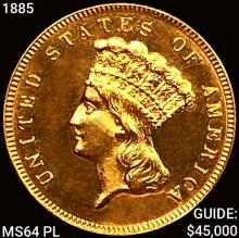 1885 $3 Gold Piece CHOICE BU PL