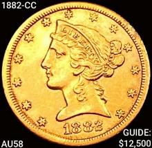 1882-CC $5 Gold Half Eagle CHOICE AU