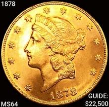 1878 $20 Gold Double Eagle CHOICE BU