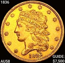 1836 $5 Gold Half Eagle CHOICE AU