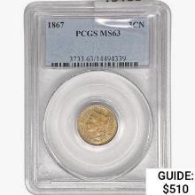 1867 Nickel Three Cent PCGS MS63
